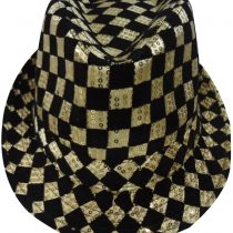 Dress Up America Adult Gold Checkerboard Fedora Hat