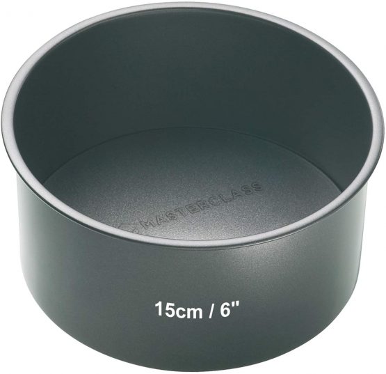 MasterClass KCMCHB48 15 cm Deep Cake Tin with PFOA Free Non Stick and Loose Bottom, 1 mm Carbon Steel, 6 Inch Small Round Pan , Grey