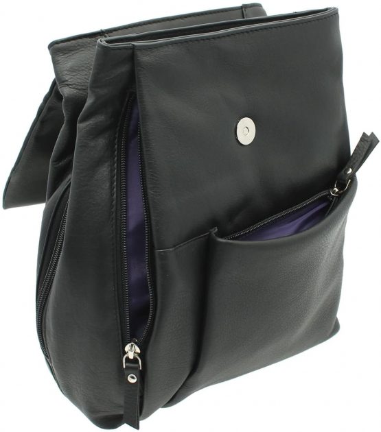 Ashlie Leather Lightweight Leather Backpack With Grab Handle AC8202 Black - Image 3