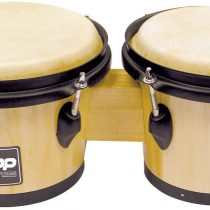 Performance Percussion Bongos with Black Hardware - Natural Wood