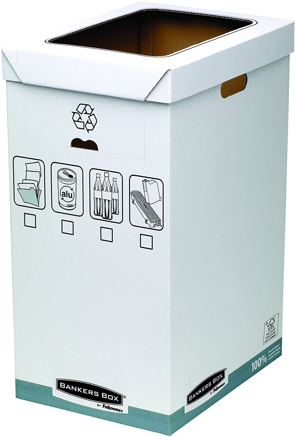 BANKERS BOX Fellowes R-Kive System Recycle Bin (Pack of 5), Grey, White, 50 cm (L) x 30 cm (W) x 60 cm (H)