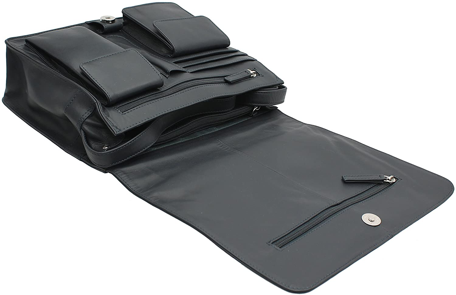 VISCONTI Leather Organiser Bag 754 Navy - Image 3