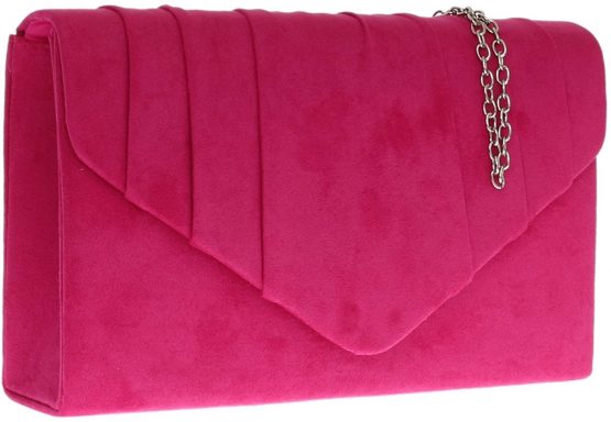 Girly HandBags Faux Suede Clutch Bag Pleated Design Evening Party Womens - Image 2