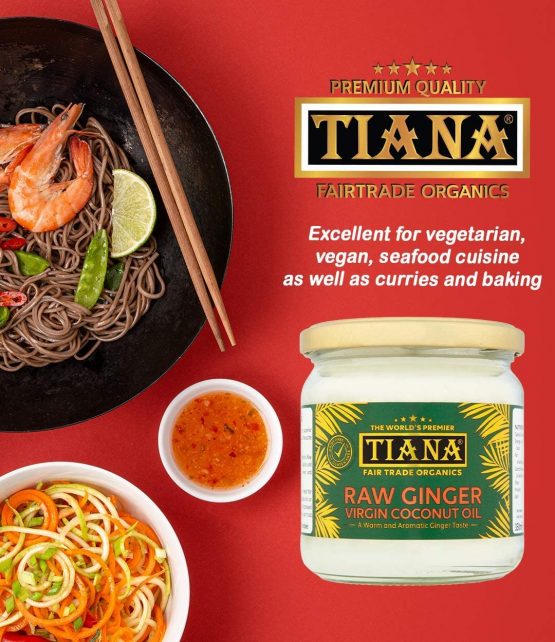 TIANA® Fairtrade Organics Raw Cold Pressed Ginger Virgin Coconut Oil 350 ml - Image 4