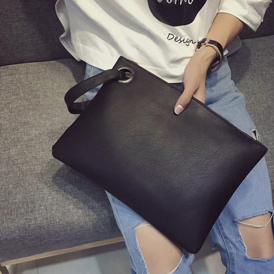LA HAUTE Women PU Leather Clutch Bags Envelope Handbags Large Evening Party Wristlets Purse - Image 3