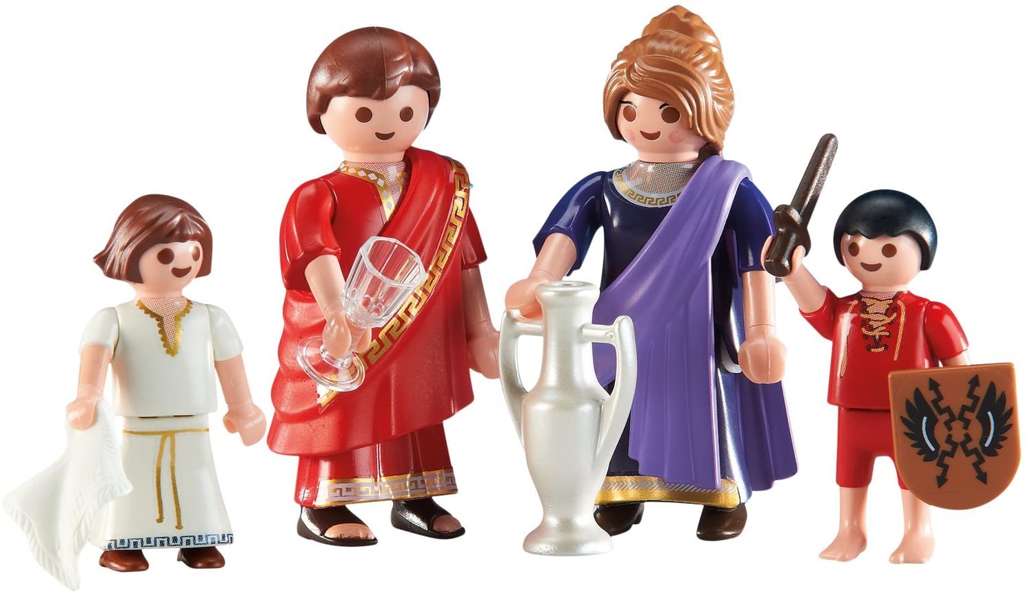 Playmobil, 6493, Famille Romains, Emballage Plastique, pas de boîte en carton, {"Boy_robe": "Sand", "Girl_dress": "White"