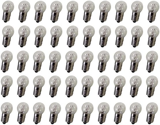 GutReise DC 50pcs E10 1.5V 0.3A Warm White Bulb Light Bulbs Miniature Screw Base (1.5V)