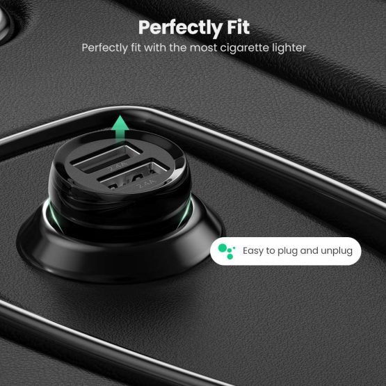 UGREEN Car Charger Mini 24w Car Phone Charger Portable 4.8A Dual USB Car Fast Adapter Compatible with iPhone SE 11 iPad Pro Galaxy S20 P40 Moto G8 G7 Redmi Note 8 Switch Tomtom SatNav etc - Image 4