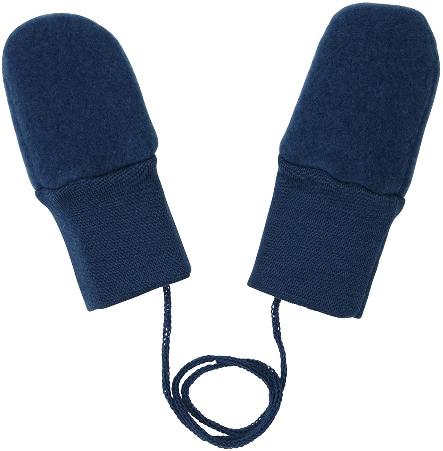 Engel Organic Wool Fleece Newborn Baby Mittens (one size - for new born - approx. 0-6 months, Blue melange) - Image 2