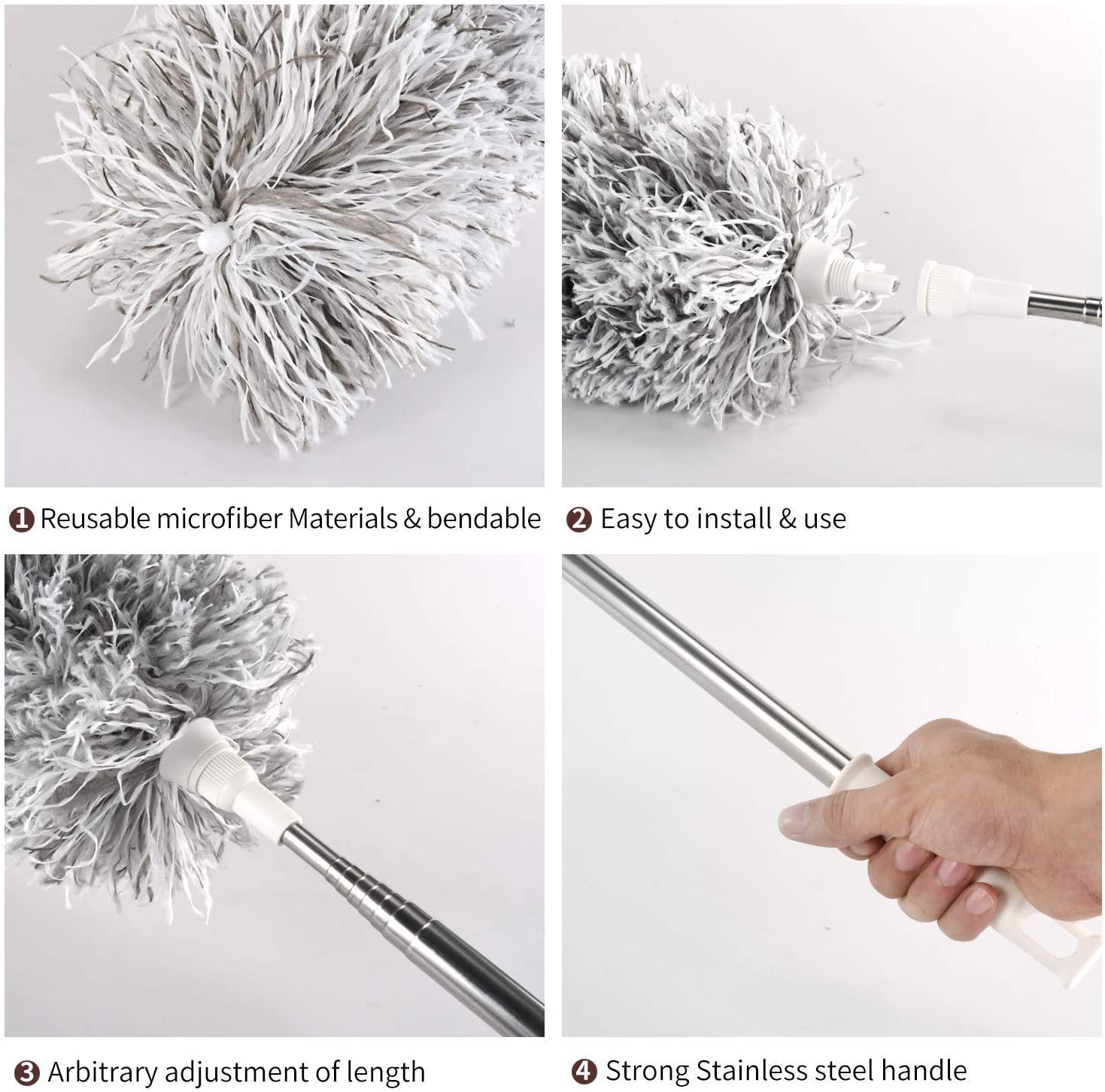 Extendable Feather Duster with 30100 inches Stainless Steel Telescopic
