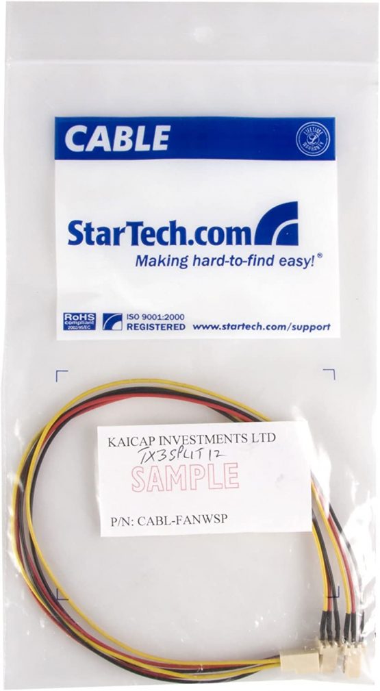 StarTech TX3 Fan Power Splitter Cable - Fan power splitter - 3 pin internal power (F) to 3 pin internal power (M) - 1 ft - TX3SPLIT12 - Image 3