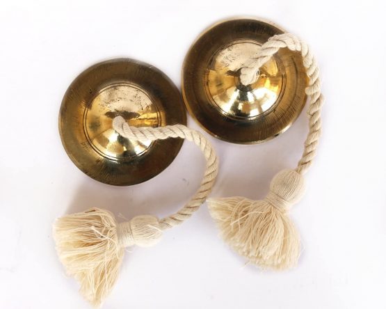 De Kulture Works™ Brass Manjira Handmade Percussion Instrument Hand Cymbals Brass Manjira Hand Cymbal Manjeera Handheld Percussion Cymbal Pair