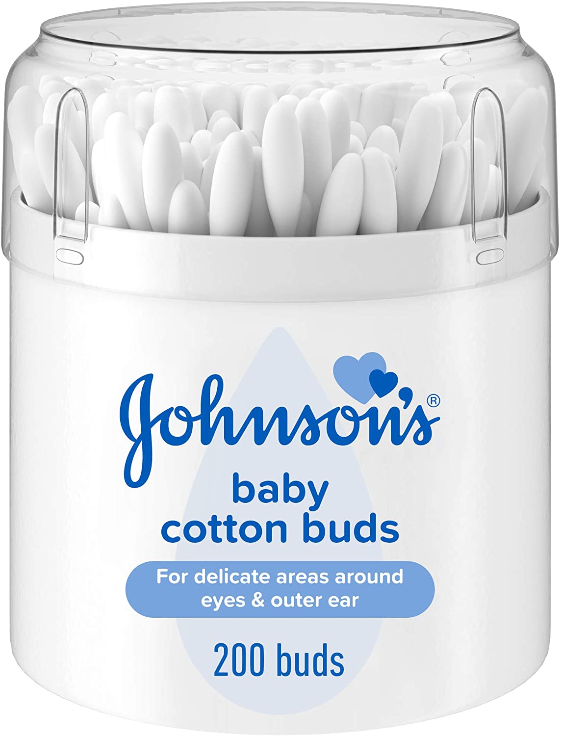 Johnson's Baby Cotton Buds (1 x Pack of 200) Soft & Gentle Ear Buds for Delicate Skin Made of 100% Pure Cotton and Paper Sticks