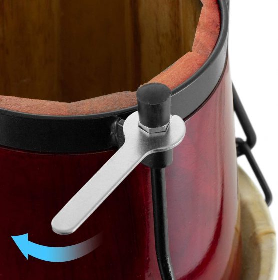 World Rhythm BON7 6” & 7” Beginners Oak Bongo Drums - Wine Red Bongos - Image 3