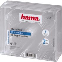 Hama 44752| Audio Accessories Set of 5 Empty Double CD Cases, Transparent