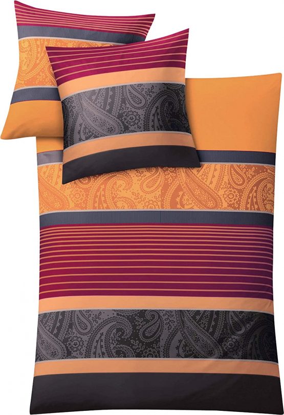 Kleine Wolke"Cambridge” Bed Linen Set, mako satin, chili, 135 x 200 cm