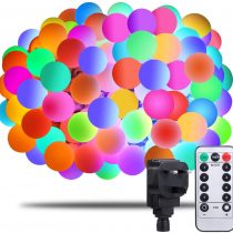 Globe Fairy Lights -[Remote & Timer] Afufu 33ft/13M 100 LEDs Coloured String Lights with Mains Powered, RGB IP65 Waterproof 8 Modes Balls Lights Decorative for Garden Patio Party Wedding, Extendable