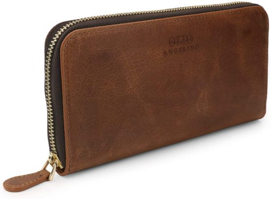 Otto Angelino Genuine Leather Zippered Clutch Purse with Phone Compatible Slots Wallet - Image 3