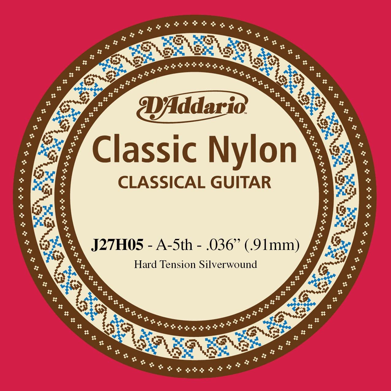 D'Addario Student Nylon Hard Tension Single Fifth String for Classical Guitar