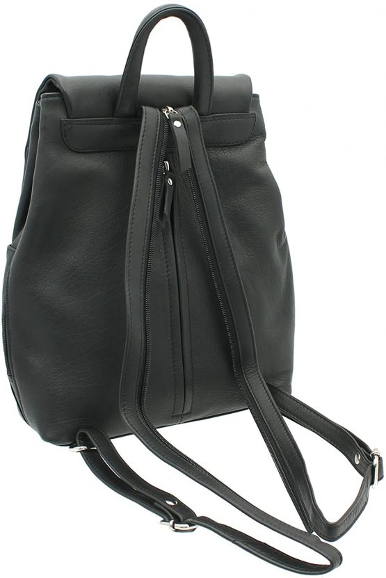 Ashlie Leather Lightweight Leather Backpack With Grab Handle AC8202 Black - Image 2
