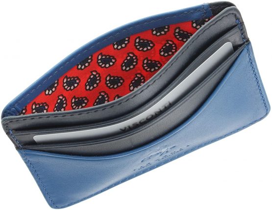 Visconti Lucca Collection Ramon Two Tone Slim Leather Credit Card Holder LC35 Blue Multi - Image 4