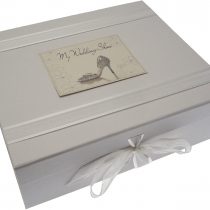 White Cotton Cards My Wedding Shoes Large Keepsake Box