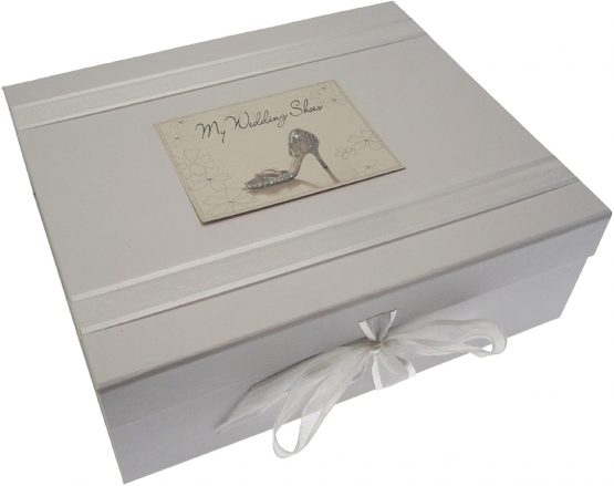 White Cotton Cards My Wedding Shoes Large Keepsake Box