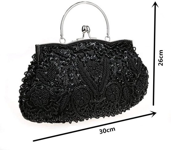 HONGCI Glitter Fashion Beaded Sequin Pearl Clutch Bag for Women - Vintage Beaded Evening Bag, Bridal Bag, Clutch Bags for Wedding, Party - Image 2
