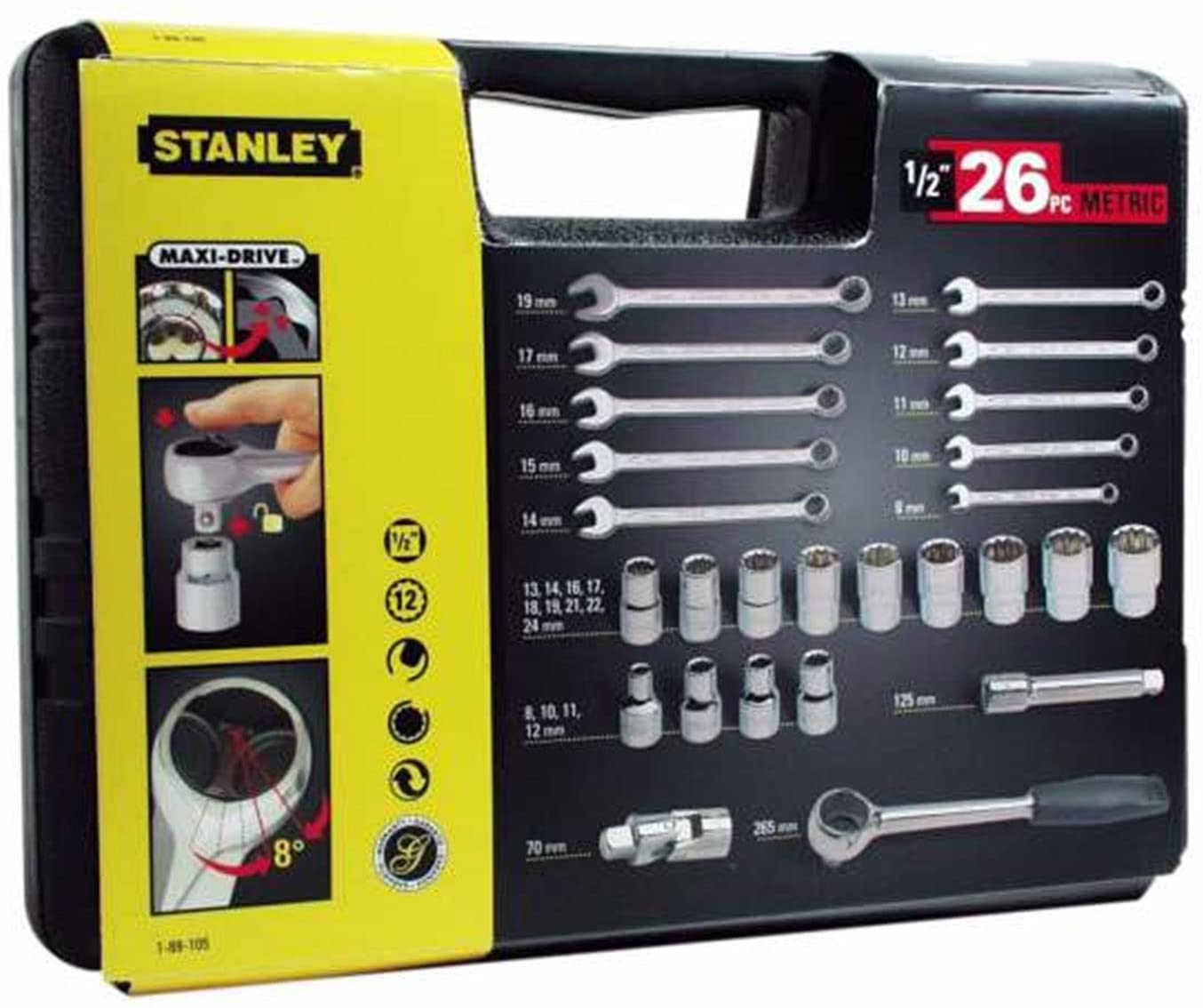 Stanley Socket Spanner Set 1/2 Inch, 1-89-105, Multicolored, 26-teilig