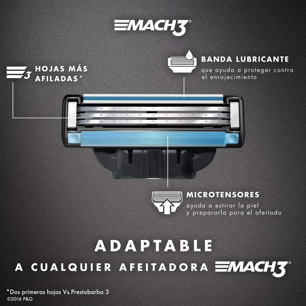Gillette Mach 3, 1 Pack of 4 cartridges, 1 count (Pack of 4) - Image 3