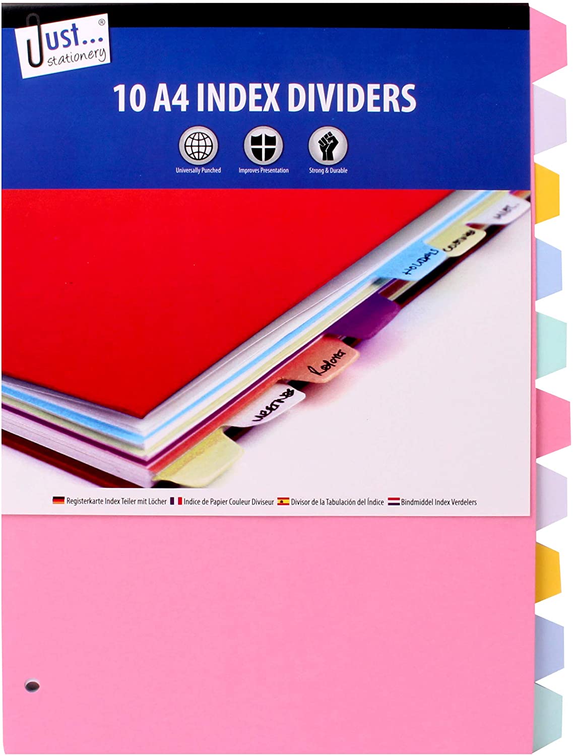 Just Stationery 4059/72 A-Z A4 Paper Index Divider, Pack Of 20
