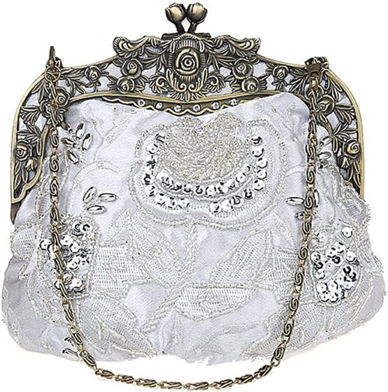Belsen Women's Vintage Beaded Sequin Flower Evening Handbags