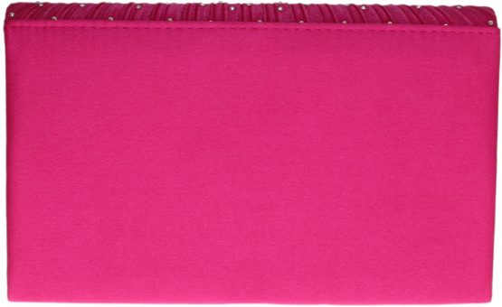 Girly HandBags Pleated Satin Clutch Bag Diamante Shoulder Chain Elegant Prom Wedding Evening - Image 3