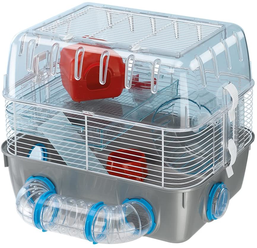 Ferplast COMBI 1 FUN Innovative Hamster Cage, Multi-Level Customizable Habitat, Tunnel System, Interactive Transparent Design