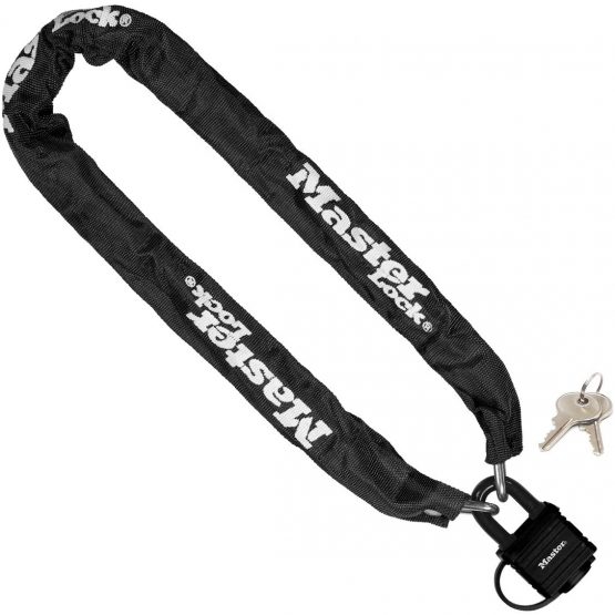 Master Lock Bike Chain Lock with Padlock [Key] [90 cm Chain] 8390EURDPRO - Ideal for Bike, Electric Bike, Mountain Bike, Road Bike, Folding Bike