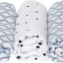Motherhood Premium Burp Cloths, Cloth Nappies, Muslin Nappies, Set of 3, Oeko-Tex Standard 100, 100% Pure Cotton, 70 x 80 cm, Blue Classics