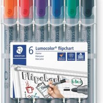 STAEDTLER Lumocolor Flipchart Marker 356 WP6 ST Bullet Tip - Assorted Colours (Pack of 6)