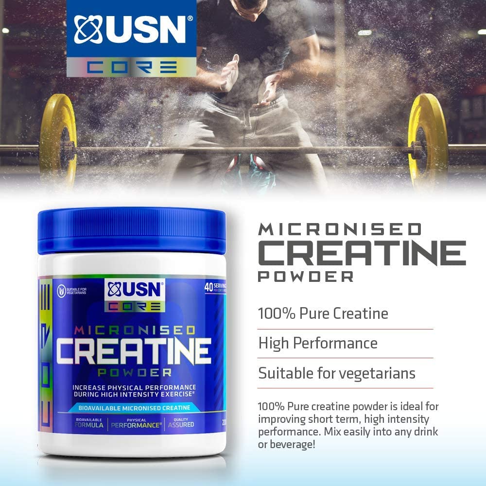 USN Micronized Creatine Monohydrate Powder, Unflavoured, 500g, Energy Drink for High Intensity Training Muscle Growth - Image 2