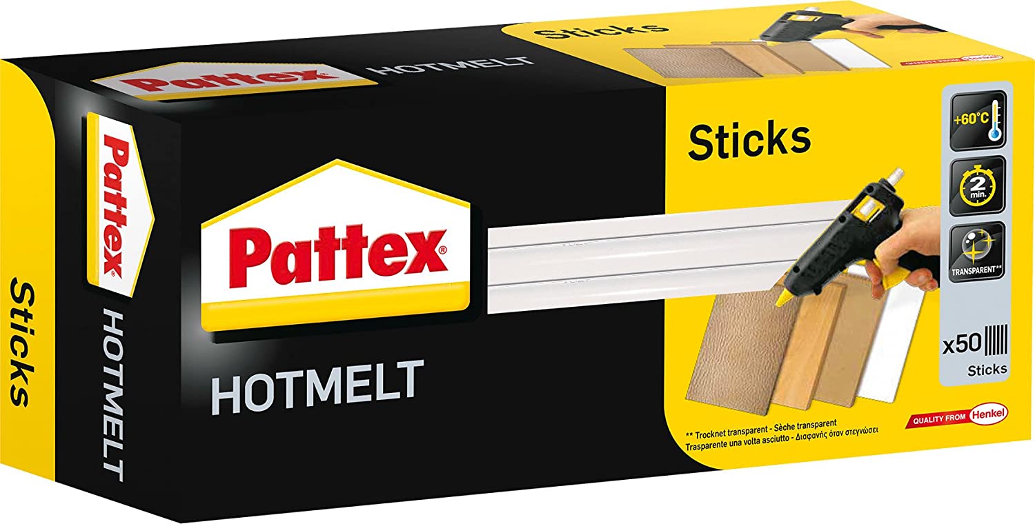 Pattex 113913 Hot Glue Sticks, Transparent, 1 kg