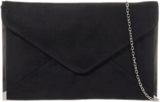 Girly Handbags Faux Suede Clutch Bag Envelope Plain Sides Frame Wedding Prom