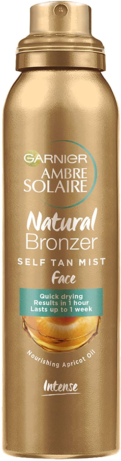 Garnier Ambre Solaire Fake Tan, Natural Bronzer Quick Drying Self Tan Face Mist Dark, Streak Free Spray, Lasts Up to 1 week