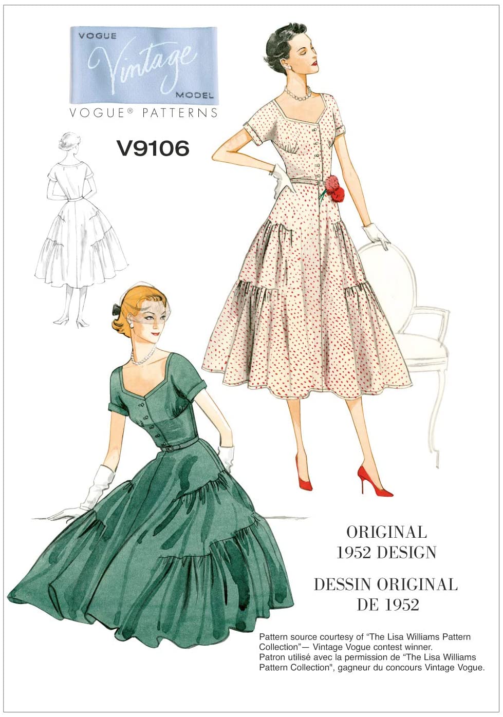 Vogue Patterns 9106, Misses Dress and Belt, Multi-Colour, Size E5 (14-16-18-20-22)