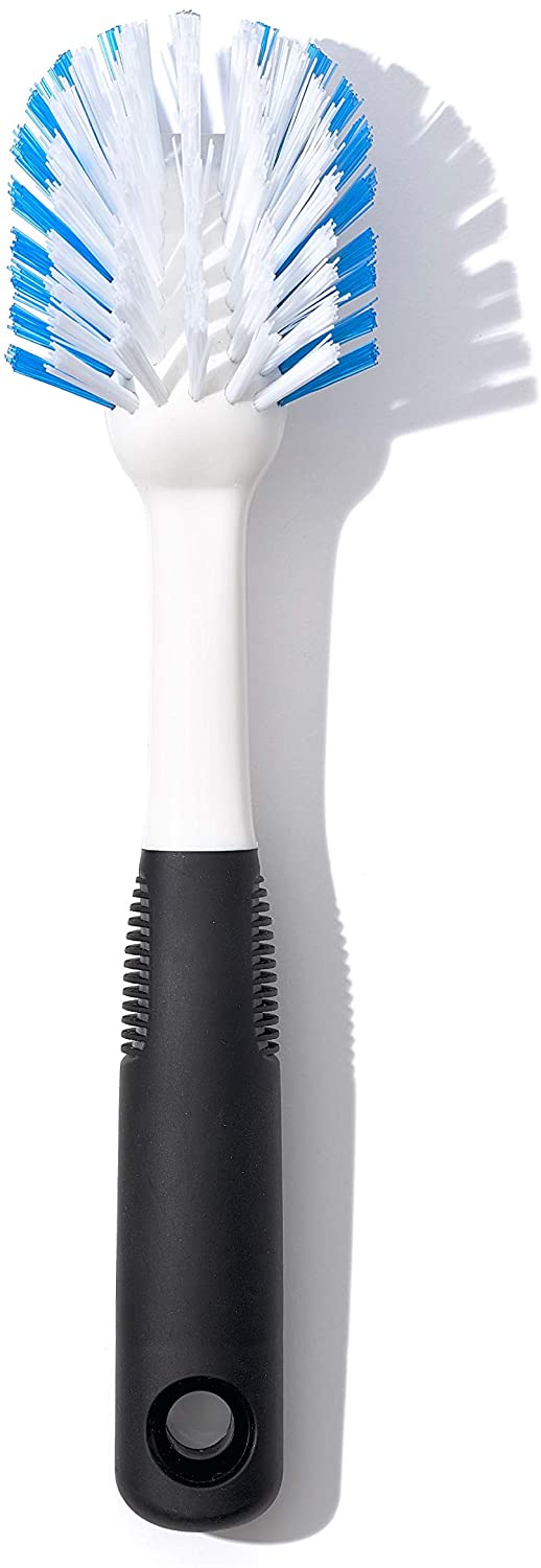 OXO Good Grips Dish Brush with Built-in Scraper, Safe for Non-Stick Cookware, Comfortable Non-Slip Handle