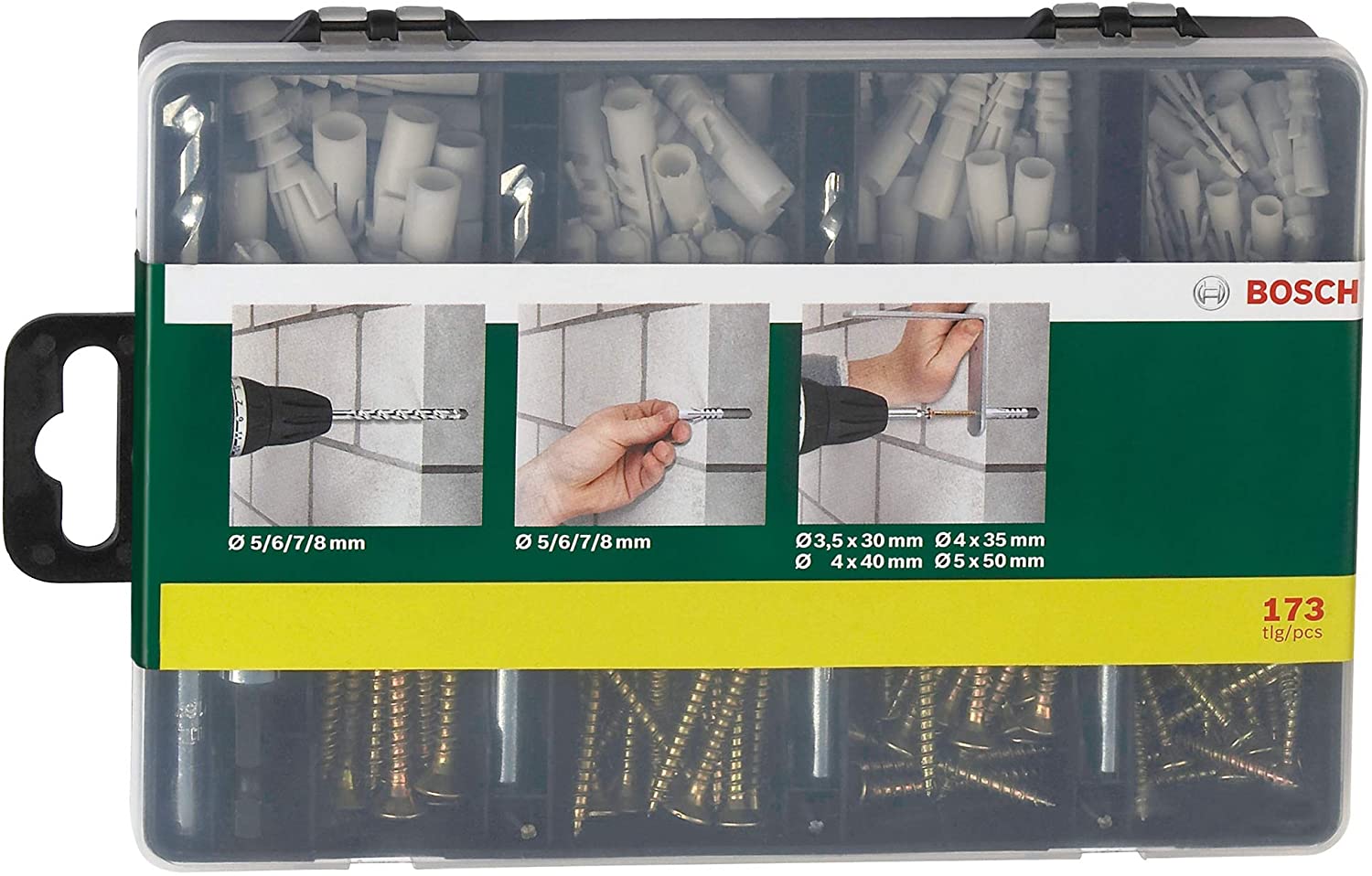 Bosch Accessories Home and Garden 2607019511 Fixing-Set, 0 V, Silver, Set of 173 Piece - Image 2