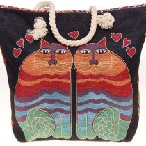 Equilibrium Tapestry Cats Tote Bag - Black & Multicolour Cat Bag