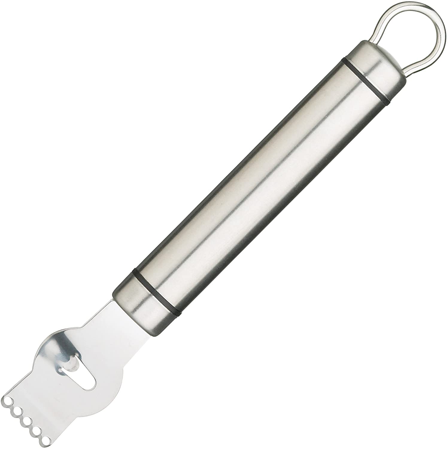 KitchenCraft Oval Handled Zester, Stainless Steel Citrus Grater with Canelle Knife, Citrus Kitchen Peeler Tool, 17cm