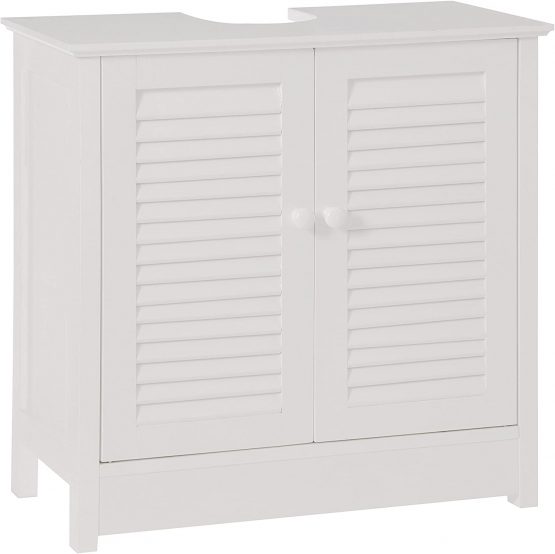 Premier Housewares Bathroom Cabinet Under Sink Unit Double Shutter Doors Bathroom Under Sink Cabinet Under Sink Cupboard Bathroom 60 X 60 X 30 Cm, White - Image 3