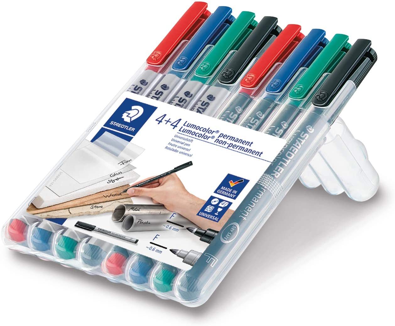 Staedtler Lumocolor foil pens Set of 8 pens Special Edition Water-Soluble and Waterproof, F-tip, line Width Approx. 0.6 mm