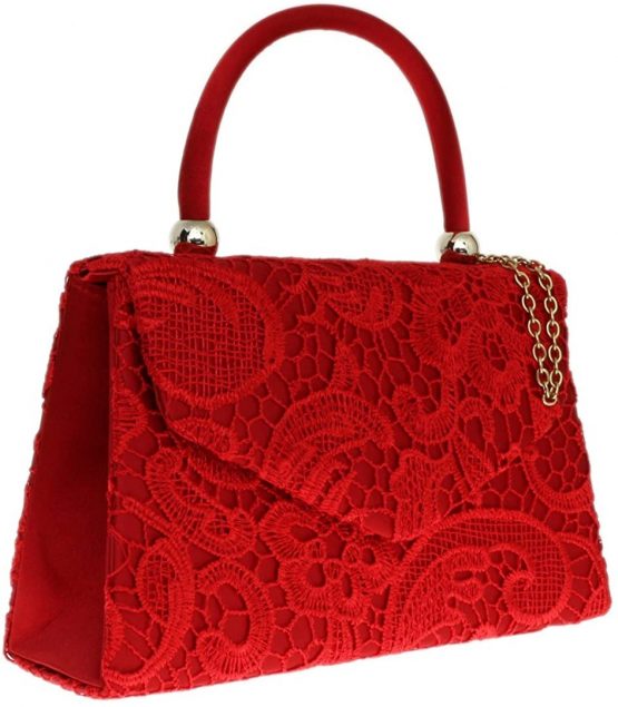 Girly HandBags Lace Satin Top Handle Clutch Bag Handbag Wedding Vintage Designer Womens Fashion - Image 2