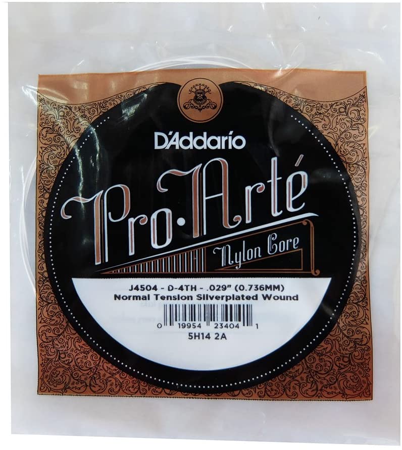 D'Addario J4504 Pro-Arte Nylon Normal Tension Single Fourth String for Classical Guitar, Clear